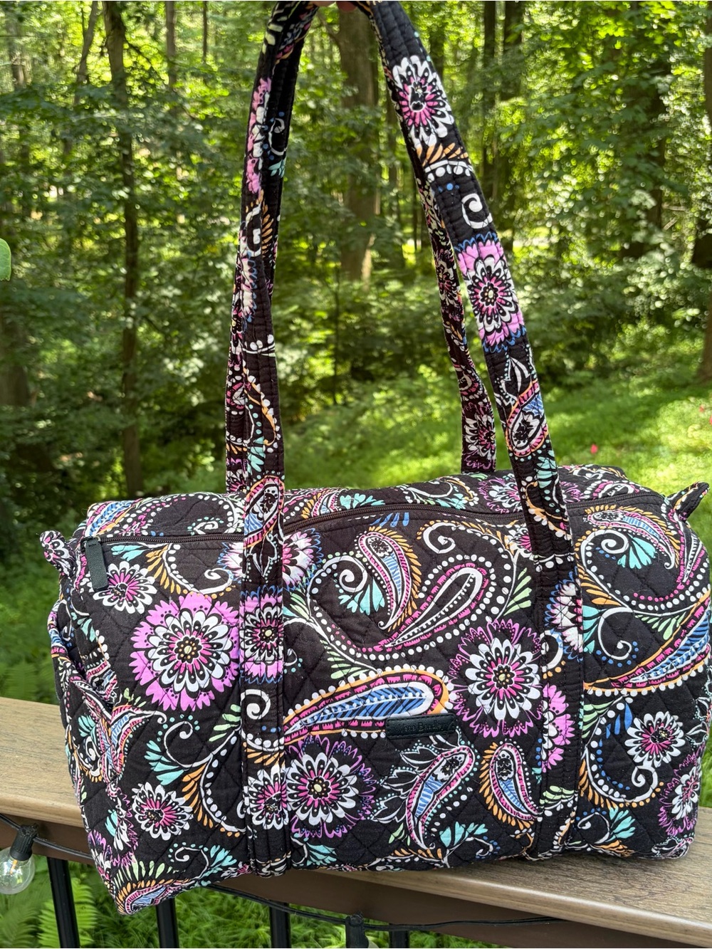Vera Bradley Small Duffel Kiev Paisley 2016 Black Quilted 18 Inches Wide
